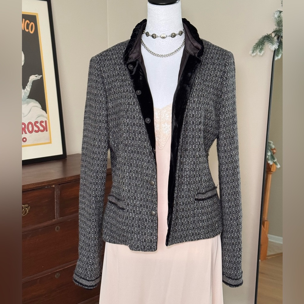 Retro wool Gray & black Women's Jacket